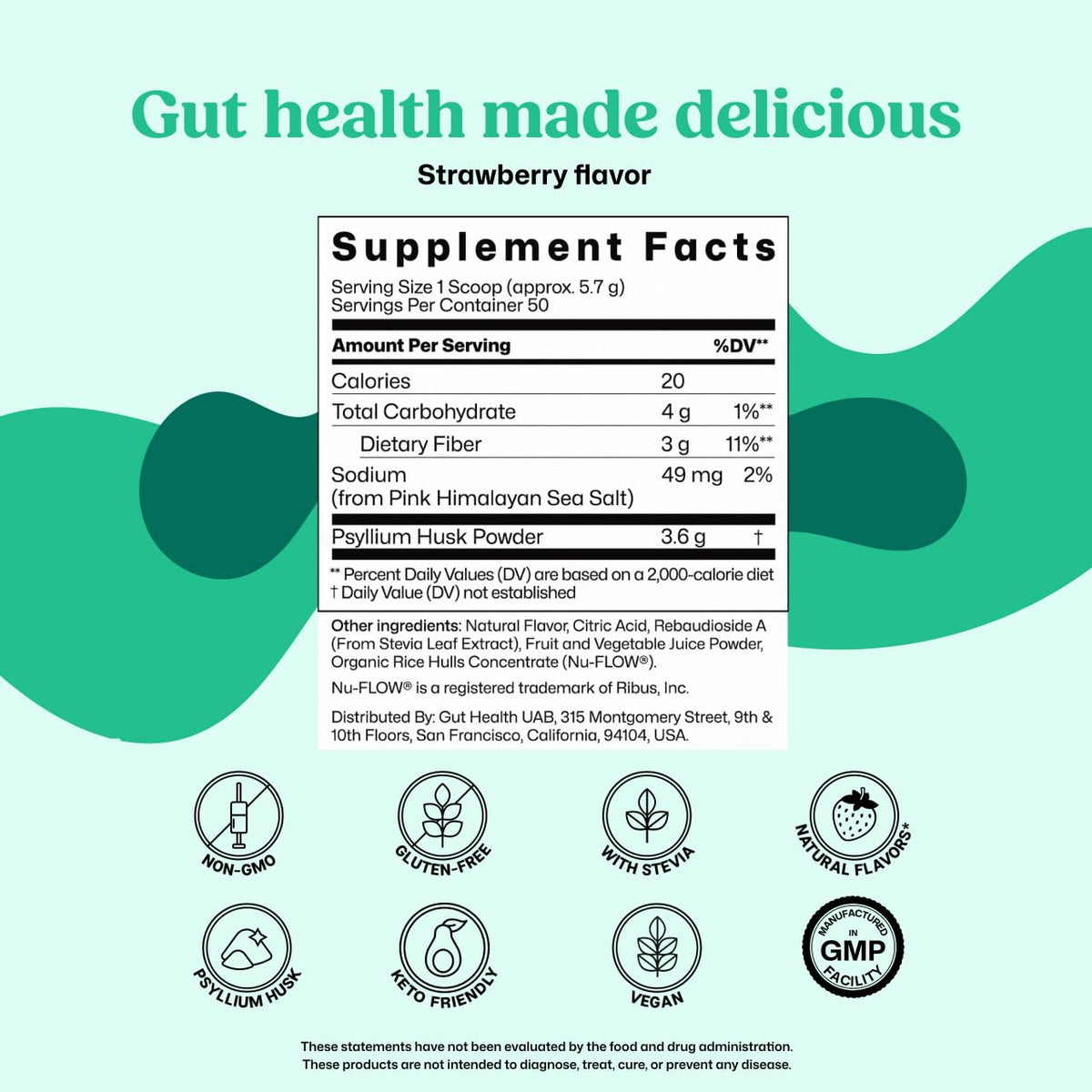 ColonBroom Psyllium Husk Powder - Colon Cleanse for Bloating Relief & Gut Health - Fiber Powder Drink - Easy to Mix - Vegan, Gluten Free, Non-GMO - Strawberry (100 Servings)
