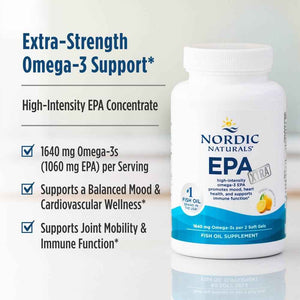 Nordic Naturals EPA Xtra, Lemon - 60 Soft Gels - 1640 mg Omega-3 - High-Intensity EPA Formula for Positive Mood, Heart Health & Healthy Immunity - Non-GMO - 30 Servings