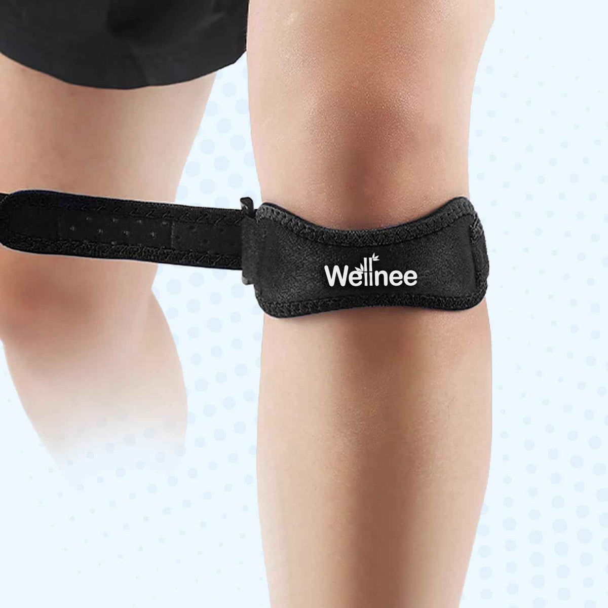 Wellnee Knee Support Bundle - Adjustable Patella Knee Strap + Herbal Knee Patches for Everyday Comfort, Activity & Recovery (1 Strap + 10 Patches)
