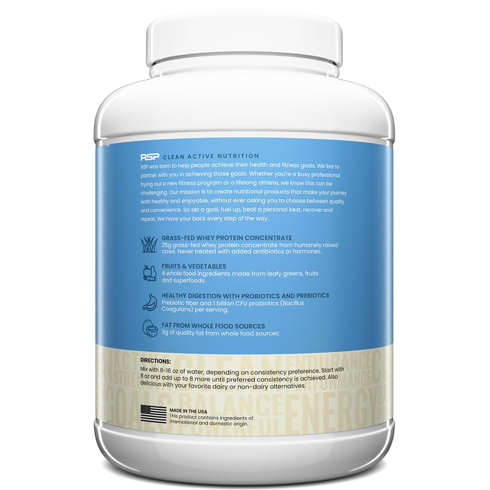TrueFit Grass-Fed Whey Protein Powder + Fiber & Probiotics, Vanilla Shake - 25g Gut Healthy Protein with Fiber, Probiotics & Non-GMO Superfoods for Complete Meal Replacement Shake with Nothing Fake