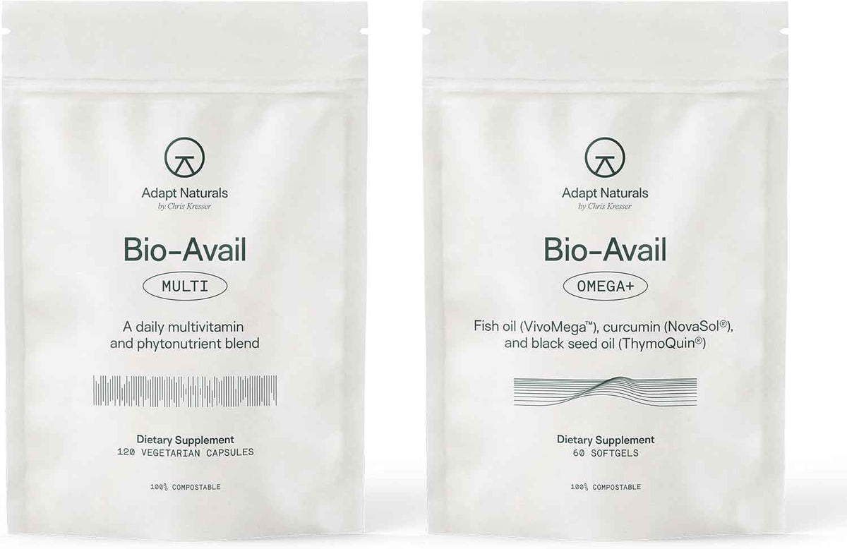 Adapt Naturals Daily Essentials Bundle - Bio-Avail Omega+ Fish Oil with Curcumin & Black Seed & Bio-Avail Multivitamin for Men & Women - 30-Day Supply
