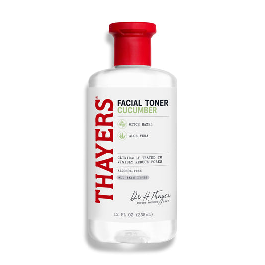 THAYERS Alcohol-Free, Hydrating Cucumber Witch Hazel Facial Toner with Aloe Vera Formula, Vegan, Dermatologist Tested and Recommended, 12 Oz (Packaging May Vary)