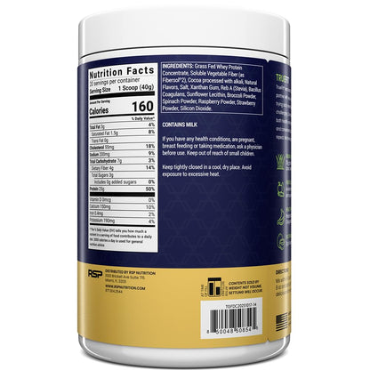 TrueFit Grass-Fed Whey Protein Powder + Fiber & Probiotics, Vanilla Shake - 25g Gut Healthy Protein with Fiber, Probiotics & Non-GMO Superfoods for Complete Meal Replacement Shake with Nothing Fake