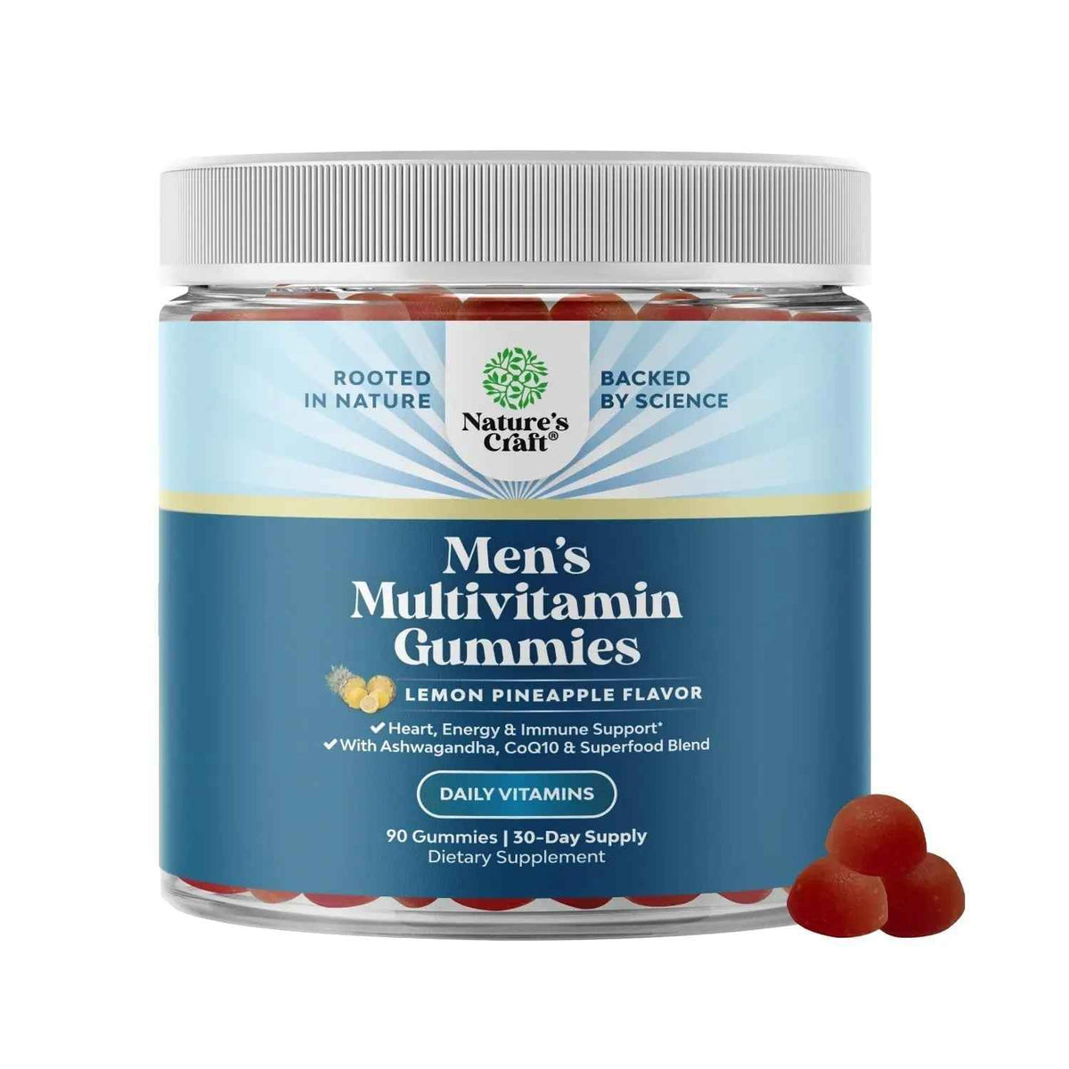 Natures Craft Men's Multivitamin Gummies with Superfood Complex - Daily Multivitamin for Men Gummies with CoQ10 and Ashwagandha