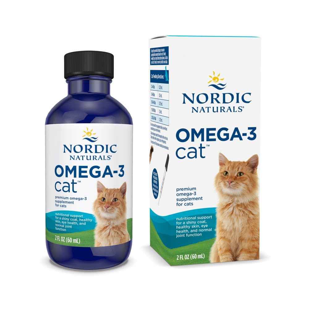 Nordic Naturals Omega-3 Cat, Unflavored - 2 oz - 304 mg Omega-3 Per One mL - Fish Oil for Cats with EPA & DHA - Promotes Heart, Skin, Coat, & Immune Health - Non-GMO