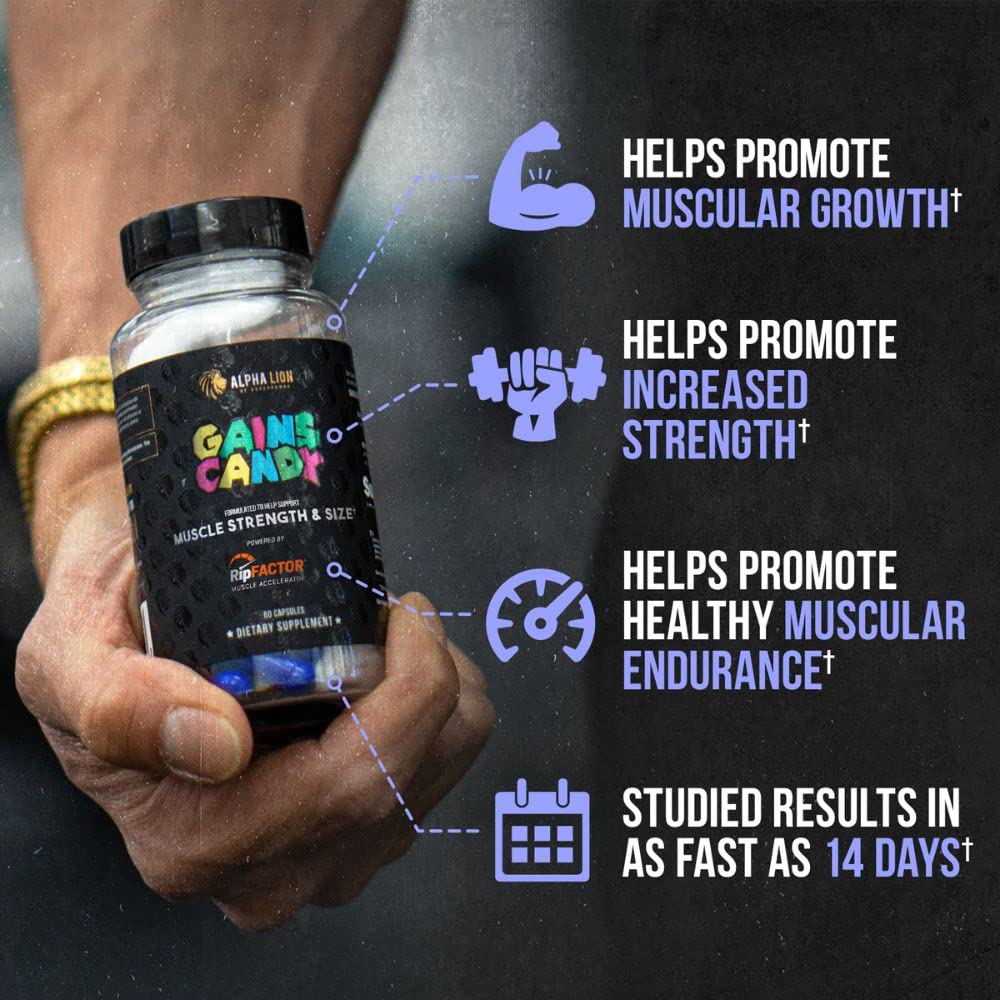 ALPHA LION Gains Candy, Supplement Pills that Support Weight Loss, Appetite Suppressant, Keto-Diet Friendly, Decrease Body Fat, Upgrade Energy & Workout Performance, 60 Capsules (MitoBurn)