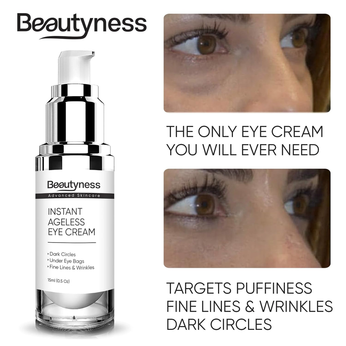Instant Ageless Eye Cream – Firming Eye Cream for Under Eye Bags, Wrinkles & Dark Circles