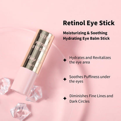 UJhay Retinol Eye Stick - Anti-Aging Eye Balm with Caffeine & Vitamin C for Dark Circles, Puffiness & Wrinkles - Hydrating Under-Eye Stick