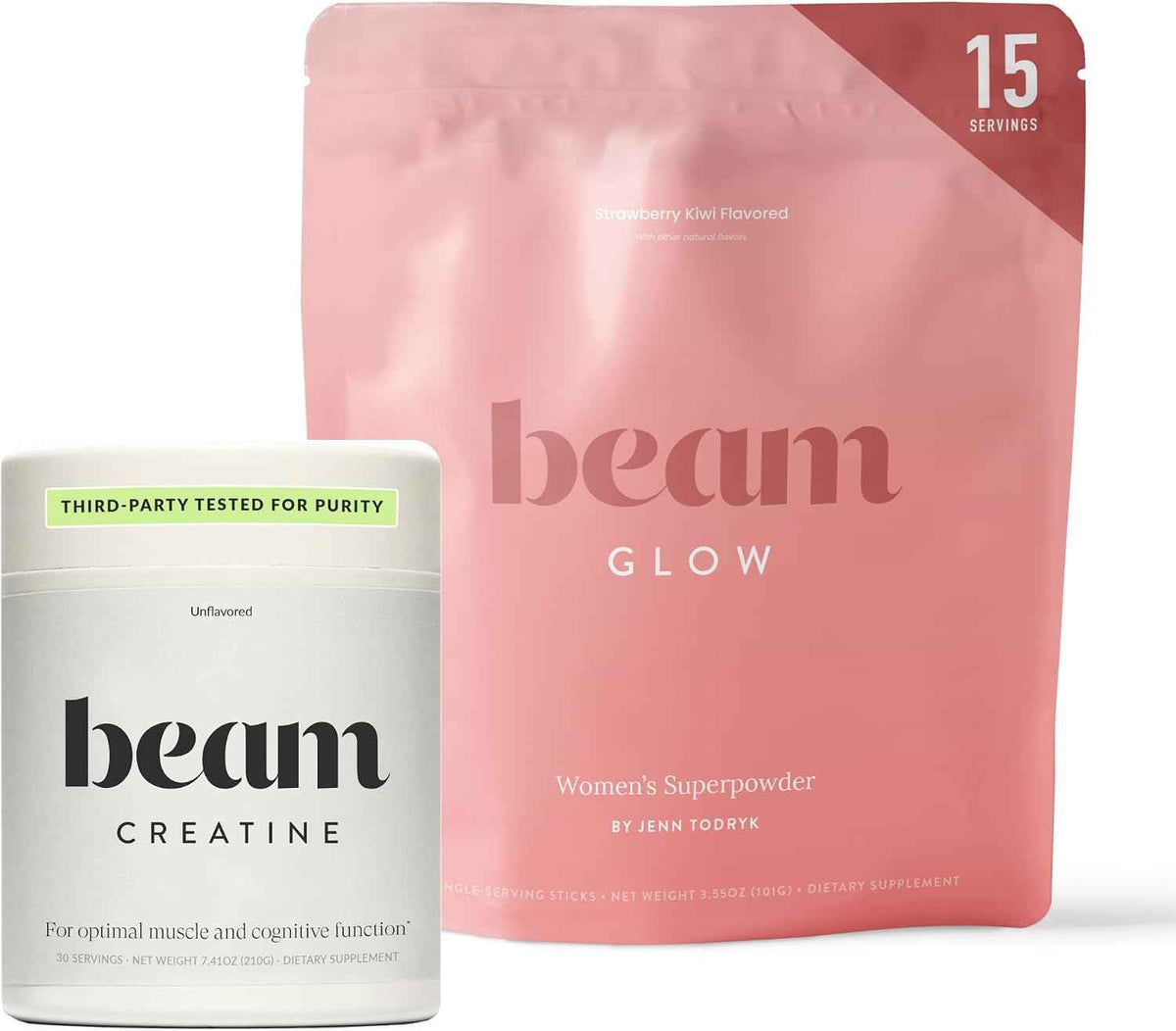 BEAM Glow & Creatine Bundle, Hormone Balance, Energy & Muscle Support for Women, Hair, Skin, Nails, Hydration, Vegan, No Sugar, Third Party Tested