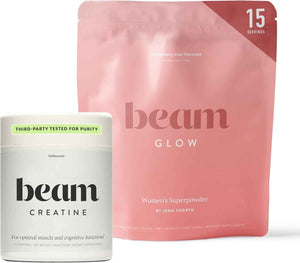 BEAM Glow & Creatine Bundle, Hormone Balance, Energy & Muscle Support for Women, Hair, Skin, Nails, Hydration, Vegan, No Sugar, Third Party Tested