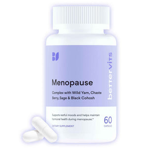Bettervits Menopause Supplements for Women with Ashwagandha and Zinc - Hormone Balance Support with Vitamins D3 B6 B12 for Hot Flashes - Perimenopause Supplements for Monthly Wellness - 60 Capsules