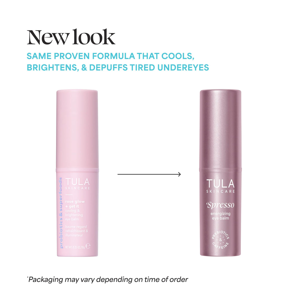 TULA Skin Care ‘Spresso Energizing Eye Balm (Rose Glow) - 10g (0.35 oz) - Rosy Caffeine Eye Stick for Brightening & Dark Circles