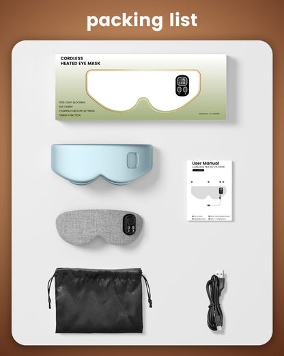 Anydance Cordless Heated Eye Mask – Rechargeable Warm Compress for Dry Eyes & Sleep Relief (Teal Green)