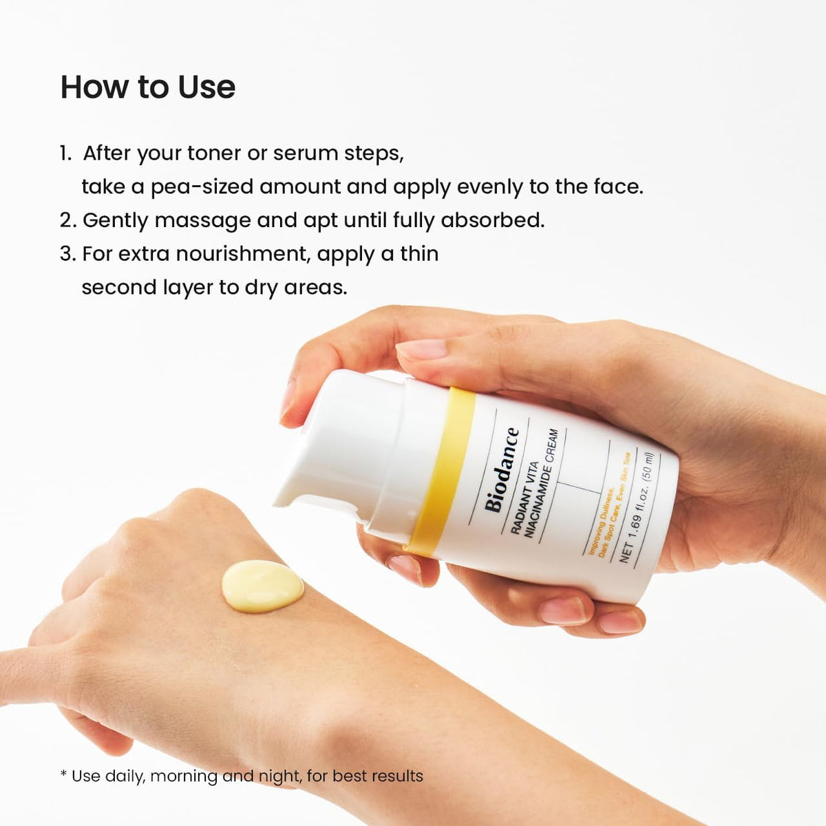 BIODANCE Radiant Vita Niacinamide Cream, Brightening, Dark Spot Correcting, Hydrating Facial Moisturizer with Vitamin C, B12, Korean Skin Care, Mothers Day Gifts | 1.69 fl.oz, 50ml