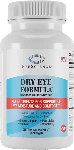 EyeScience Dry Eye Formula Omega-3 Dry Eye Supplement, 900mg - Eye Vitamins for Dry Eyes, Supports Eye Hydration, Tear Function & Daily Eye Comfort, EPA DHA Softgels for Adults