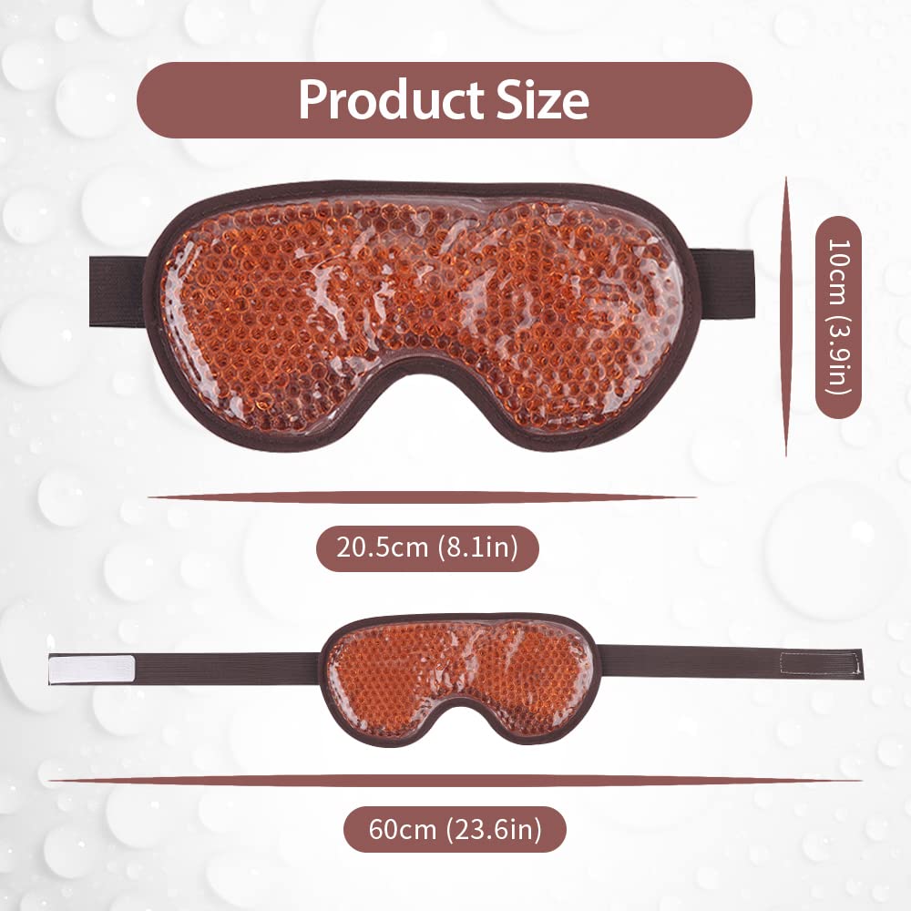 NEWGO Cooling Eye Mask – Cold Ice Pack for Puffy Eyes, Dark Circles, Headache & Stress Relief (Brown)