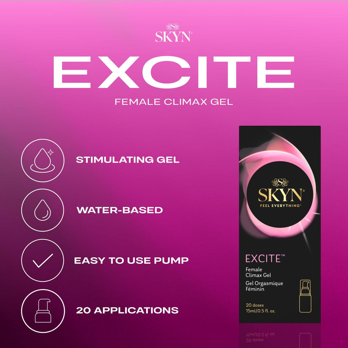 SKYN EXCITE Female Sexual Stimulating Gel, 0.5 Ounce