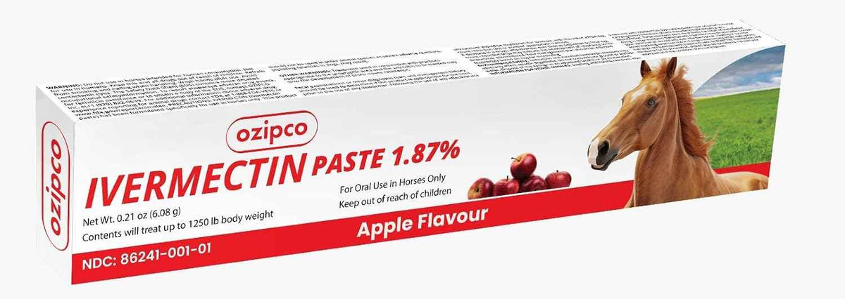 Ivermectin Horse Paste 1.87% - Apple Flavor - 6.08g Syringe for Equine Use Only Up to 1250 LB