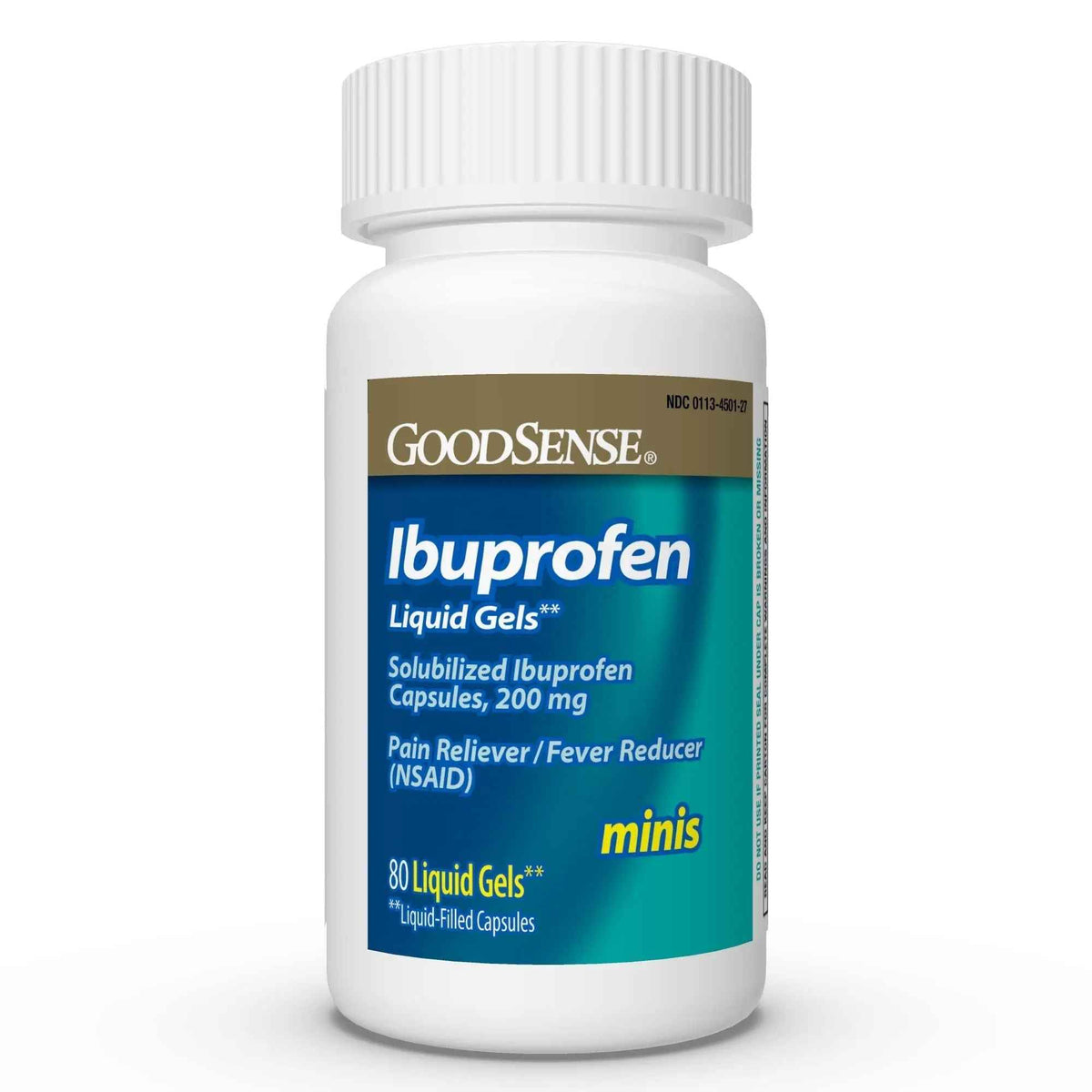 GoodSense Ibuprofen Mini Liquid-Gels, 200 mg, Liquid-Filled Capsules, Pain Reliever and Fever Reducer, 80 Count