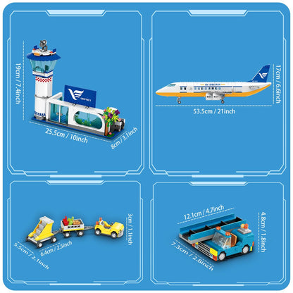 HOGOKIDS City Airport Airplane Building Set with LED Light, 901 PCS