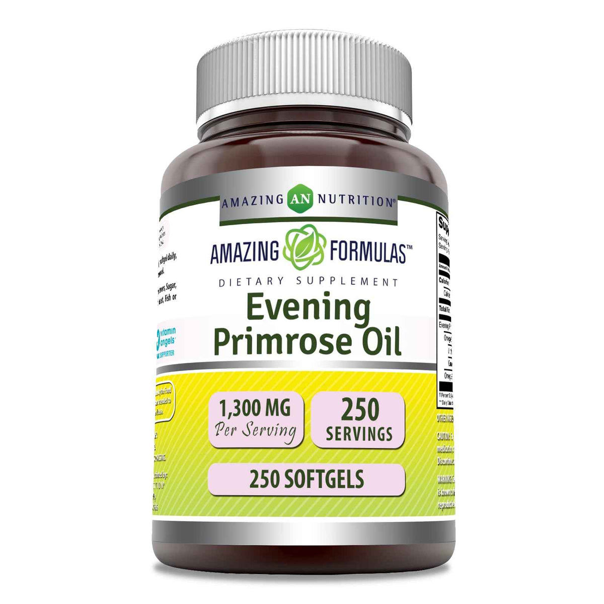 Amazing Formulas Evening Primrose Oil 1300mg, 10% GLA, Softgels Supplement - Hexane Free Cold Pressed Oil - Non-GMO - Gluten Free (250 Count)