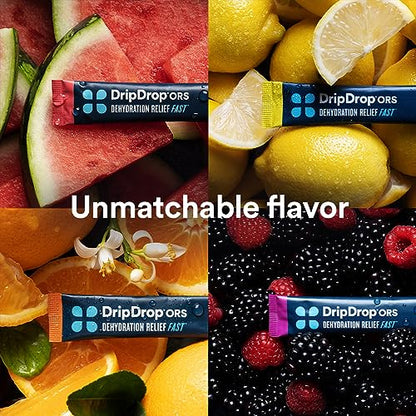 DripDrop Hydration - Electrolyte Powder Packets - Watermelon, Berry, Orange, Lemon
