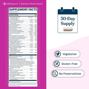 LifeSeasons Women's Multivitamin - High Potency with 21 Vitamins & Minerals, PureWay-C, NAD+, Active B-Vitamins, TRAACS Chelates, enXtra for Energy, Probiotics & Mushrooms - 120 Veg Capsules