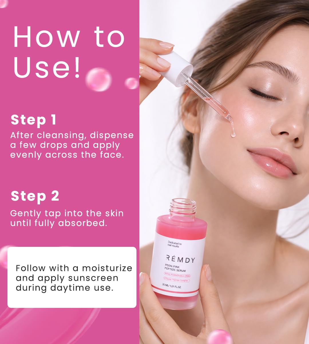 PDRN Pink Peptide Serum - 100% Natural, Vegan PDRN Serum (1 fl oz, 30ml) - Multi-Peptide & Hyaluronic, Skin Barrier Support, Wrinkle & Pore Care, Firming, Hydration Glow, Rose PDRN (Sodium DNA)