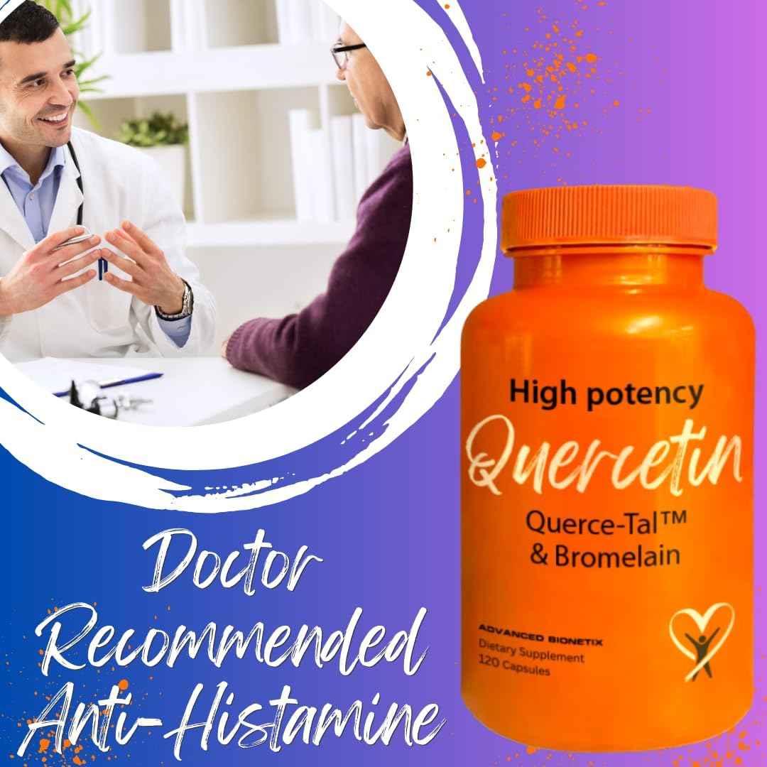 Advanced Bionetix Querce-Tal Quercetin + Bromelain 120 Veg Capsules - High Potency Enhanced Absorption Bioavailability. Supports Anti-Oxidant, Flare up Events, Heart Immune Health, Packaging May Vary