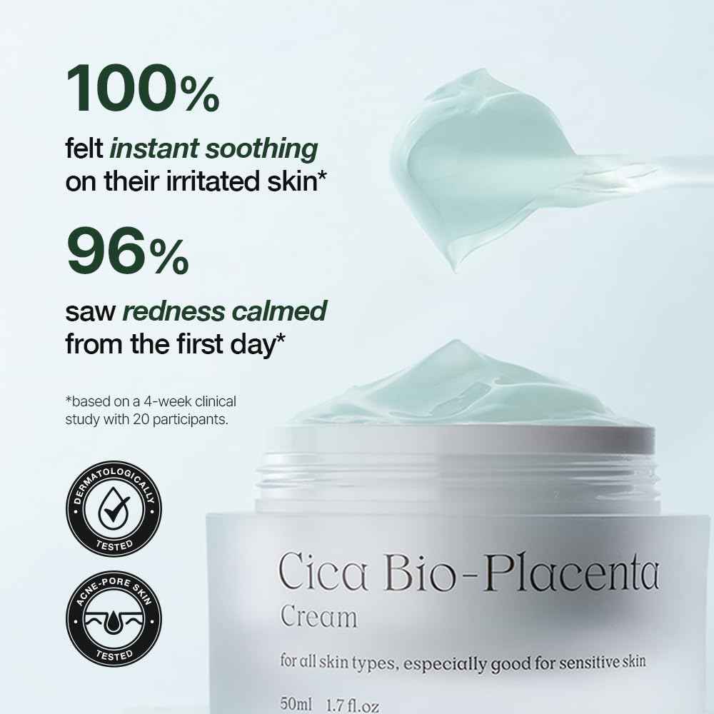 NATURAL DERMA PROJECT NDP Cica Cream - Gel Face Moisturizer for Sunburn Relief, lightweight Korean Moisturizer for Sensitive Skin, Centella Asiatica