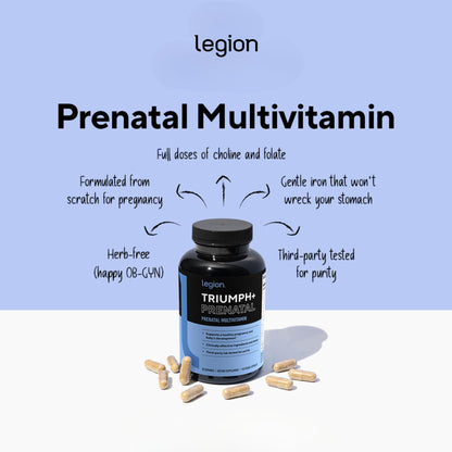 LEGION Triumph Prenatal Daily Sport Multivitamin Supplement - Vitamins and Minerals for Athletes Helps with Energy for Sports & Bodybuilding Workouts. 30 Servings