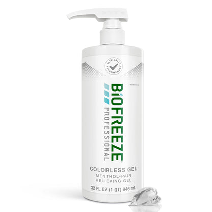 Biofreeze Professional Gel Pain Relief for Knee, Neck, Hip, Joint, Shoulder, & Simple Backache, Arthritis Pain Reliever, Sore Muscle Relief, Colorless Menthol Gel 32 Fl Oz