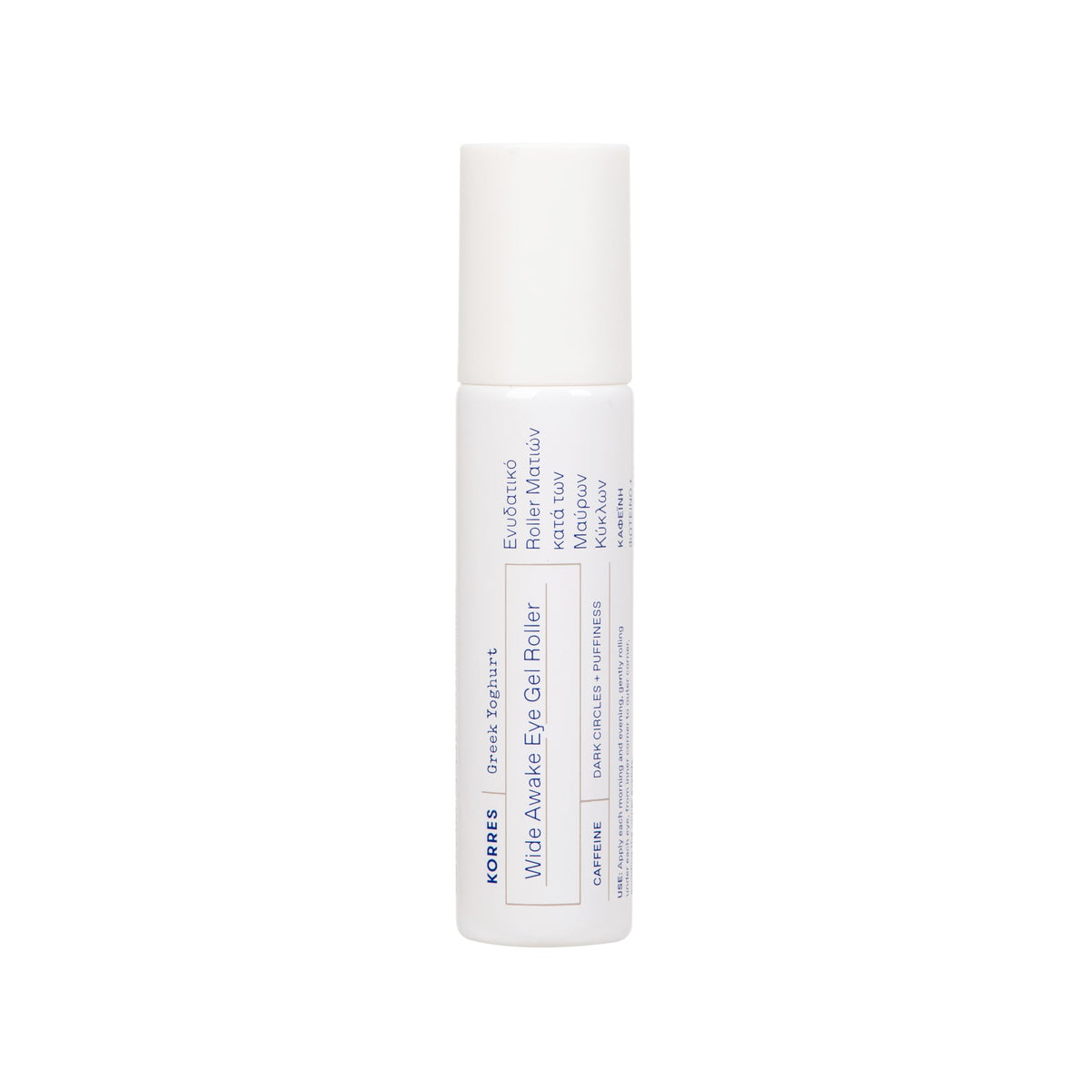KORRES Greek Yoghurt Wide Awake Eye Gel Serum – Brightening Eye Roller with Hyaluronic Acid & Caffeine for Dark Circles & Puffiness (0.51 fl oz)