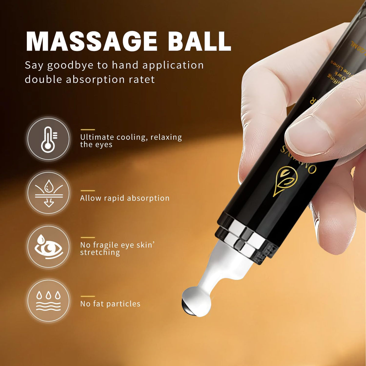 Caffeine Eye Serum with 360° Cooling Massage Roller (20ml) – Rapid Dark Circle & Puffiness Treatment | Anti-Aging Under Eye Brightener