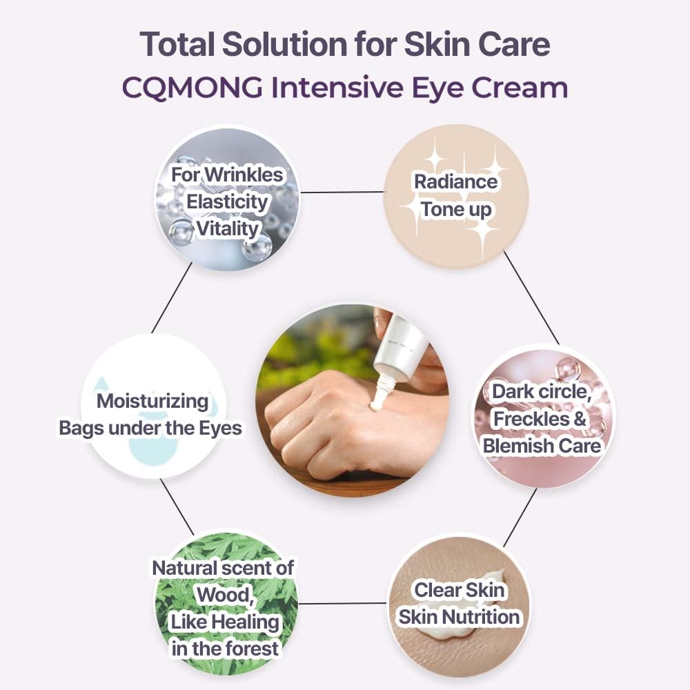CQMONG Intensive Eye Cream - Korean Under Eye Treatment with Glutathione & Collagen for Dark Circles, Puffiness & Wrinkles (1.01 fl oz.)