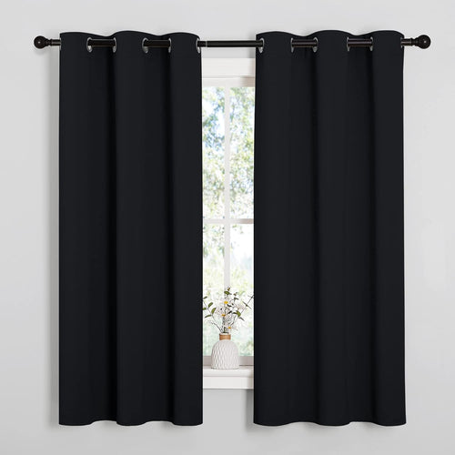 NICETOWN Pitch Black Solid Thermal Insulated Grommet Blackout Curtains/Drapes for Bedroom Window