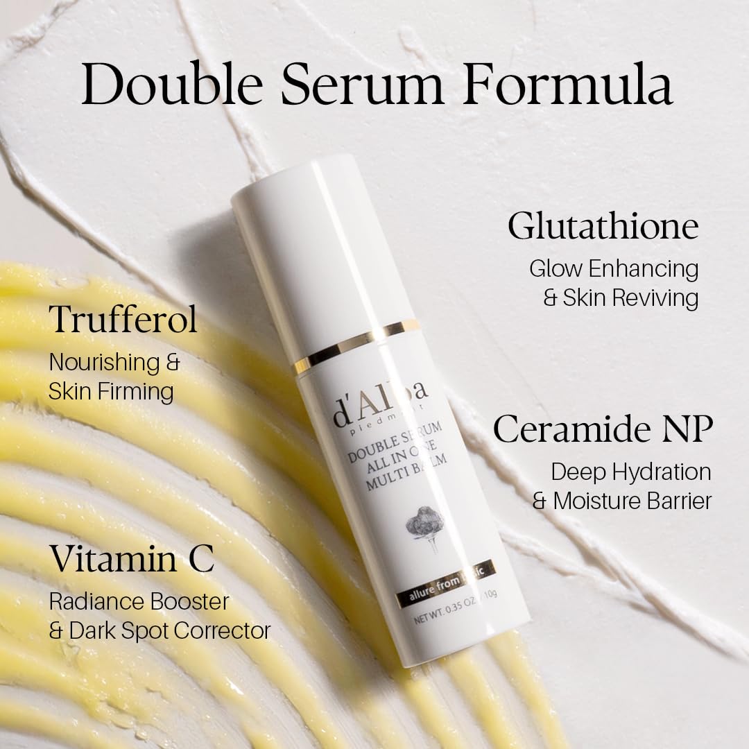 d'Alba Piedmont White Truffle Double Serum Multi Balm - 3-in-1 Vegan Stick for Wrinkles, Brightening & Eye Care