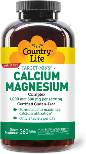 Country Life Target-Mins Calcium Magnesium Complex, 360 Tablets