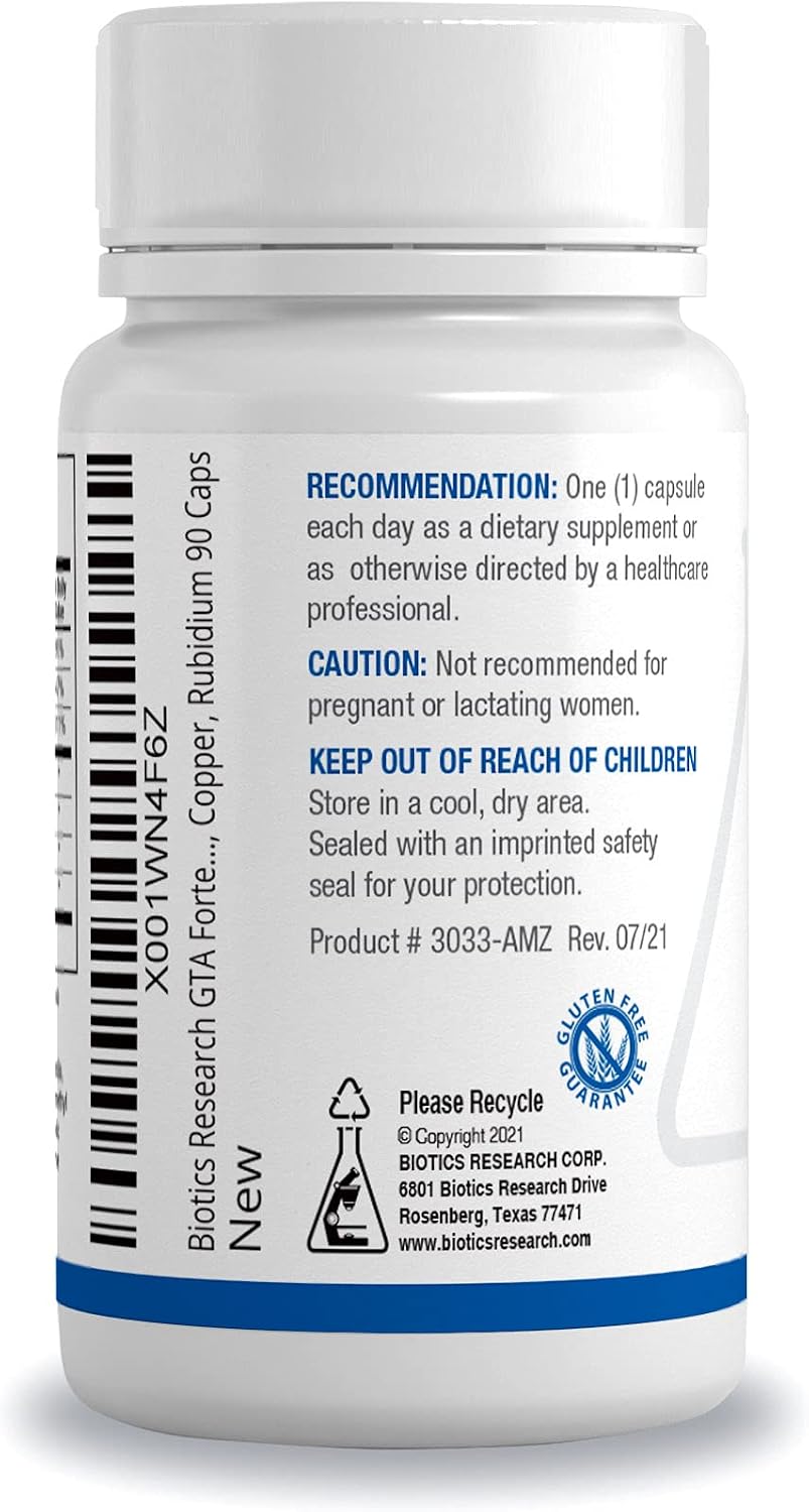 BIOTICS RESEARCH GTA-Forte - Endocrine Glands Support, Promotes Optimal Hormonal Balance, Contains Porcine Glandular, Phytochemically Bound Trace Elements Zinc, Selenium, Copper, Rubidium 90 Caps