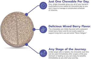 Bari Life Just One Chewable: Once Daily Bariatric Multivitamin + Iron and and BariBurst Calcium Citrate Soft Chews for Gastric Bypass, Gastric Sleeve and Duodenal Switch (Butter Toffee)