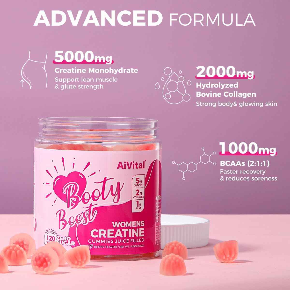 AiVital Creatine Gummies for Women with Creatine Powder for Men 5000mg
