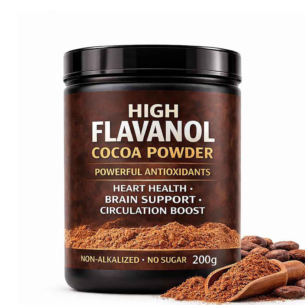 High Flavanol Cocoa Powder, Flavanol Rich Cocoa Powder– 1200mg Cocoa Flavanols - 10X More Flavanols - Supports Heart Health, Nitric Oxide & Energy