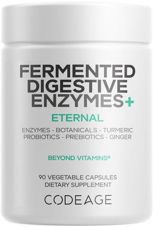 Codeage Fermented Digestive Enzymes Supplement 3-Month Supply - 14 Digestive Enzymes, Probiotics, Prebiotics, Fermented Botanicals, Plant-Based Multi Pancreatic Enzymes - 1 Capsule a Day - 90 Capsules CodeageBuy Supplements Australia