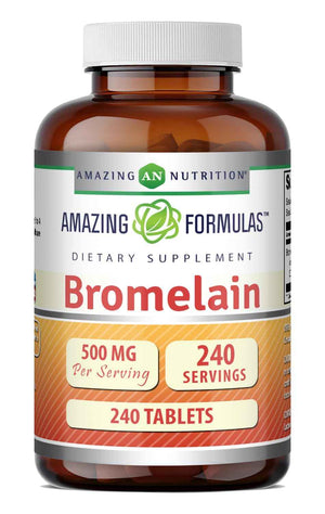 Amazing Formulas Bromelain 500 Mg - Tablets Supplement - Non-GMO - Gluten-Free - Made in USA (Pack of 1 - 240 Count)