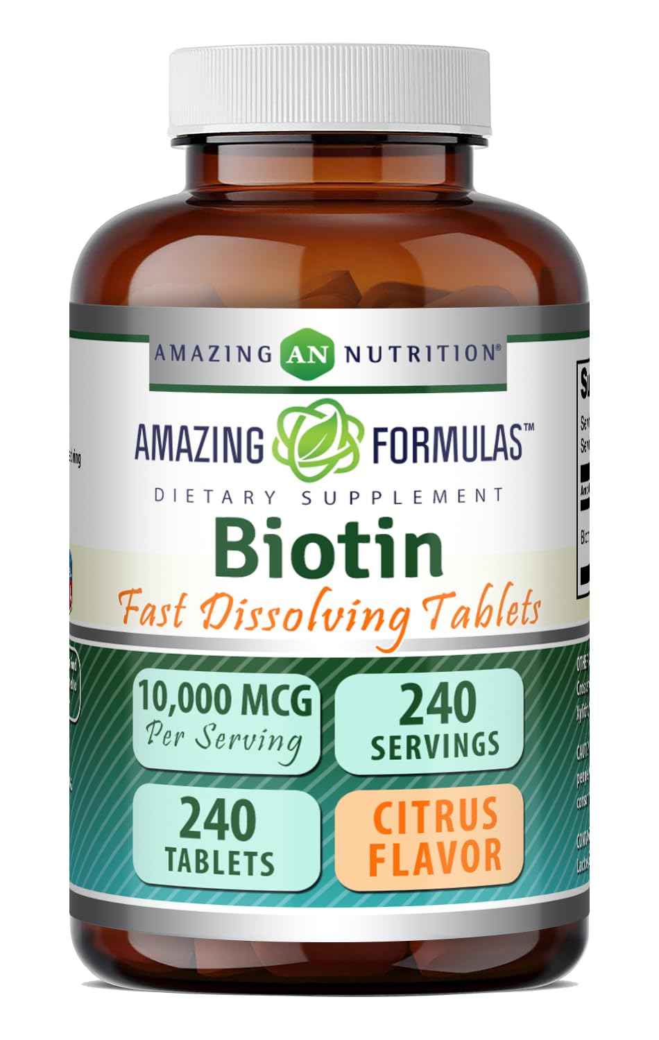 Amazing Formulas Biotin 10,000 mcg - Fast Dissolve Tablets - Non-GMO - Gluten Free Supplement - Made in USA (Strawberry, 60 Count)