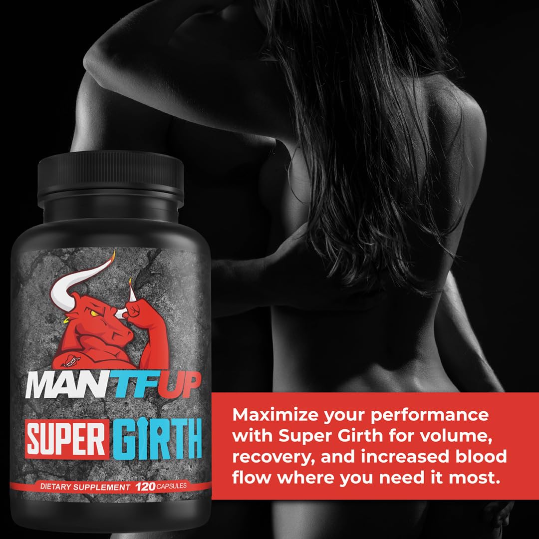 MANTFUP SUPER GIRTH Natural Male Sexual Enhancer for Growth | Fast-Acting Blood Flow | Daily Supplement to Thicken & Strengthen | Potenciadores de Testosterona | Made in USA (1 Month Supply, 120 Caps)