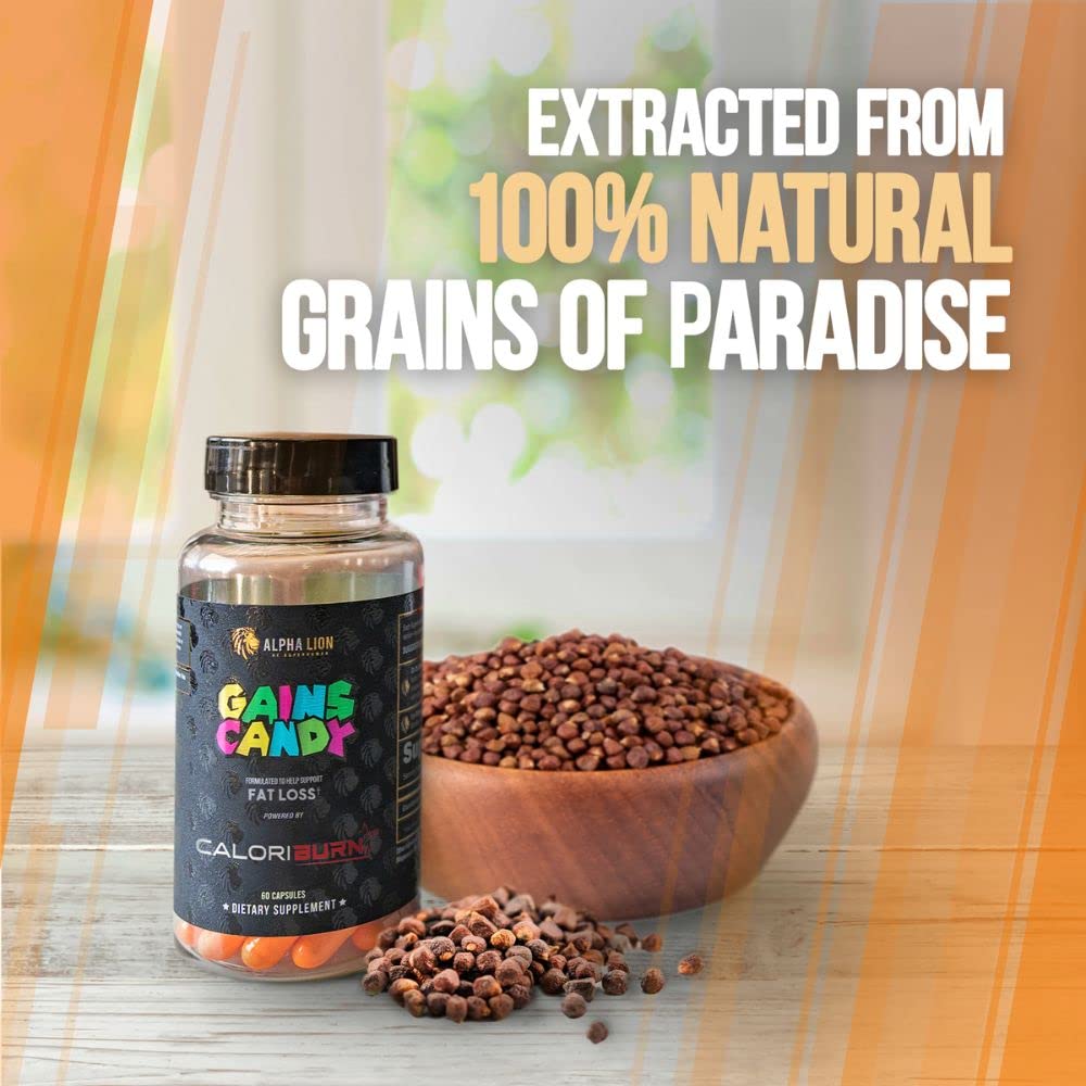 ALPHA LION Gains Candy, Supplement Pills that Support Weight Loss, Appetite Suppressant, Keto-Diet Friendly, Decrease Body Fat, Upgrade Energy & Workout Performance, 60 Capsules (MitoBurn)