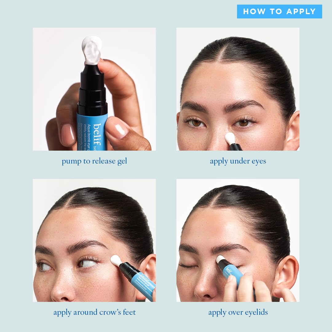 belif Aqua Bomb Cooling Eye Gel (15ml / 0.5 fl. oz.) – Hydrating Eye Treatment with Caffeine, Hyaluronic Acid & Vitamin C | Korean Skincare