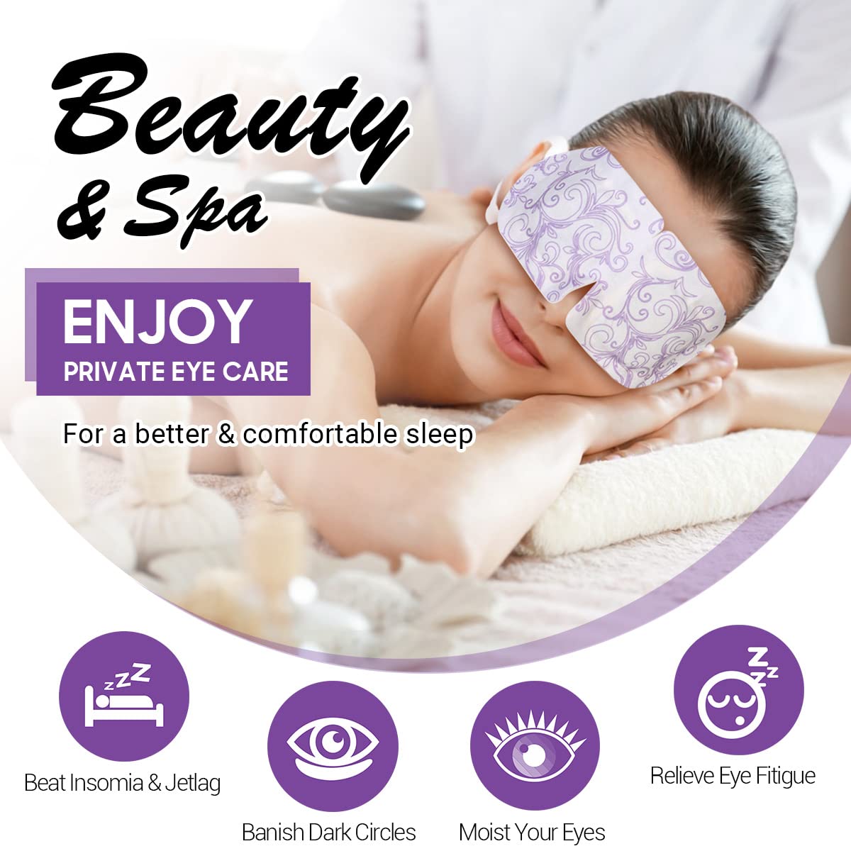16-Pack Lavender Steam Eye Masks – Self-Heating Warm Compress for Dry Eyes, Tired Eyes & Dark Circles | Disposable Heated Sleep Mask & Travel Essentials