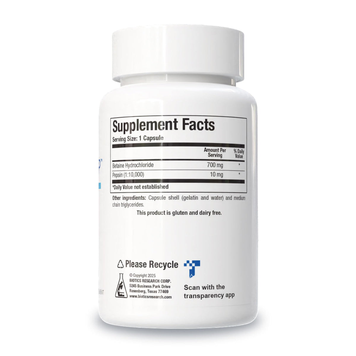 Biotics Research Betaine Plus HP - High Potency Hydrochloric Acid Supplement, Supports Digestive Function 90 Capsules